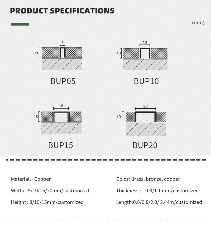 06 U shaped copper tile trim size
