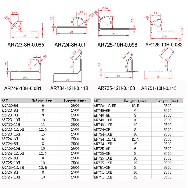 5 aluminum tile trim size