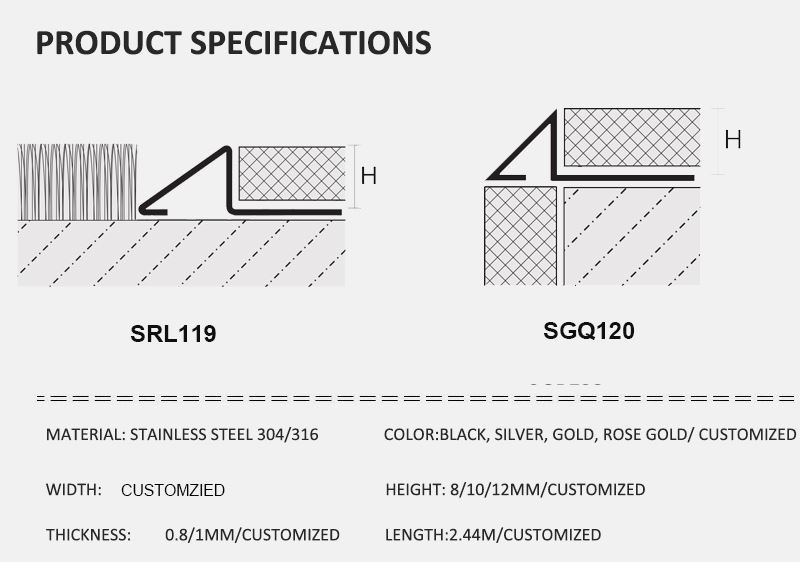 5 floor transition strips metal stainless steel